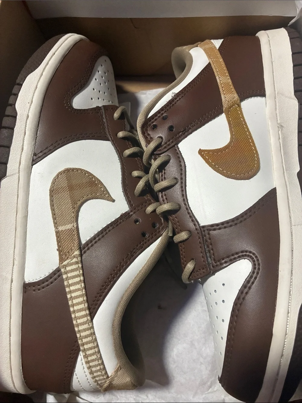 Brown and White Low-Top Casual Sneaker